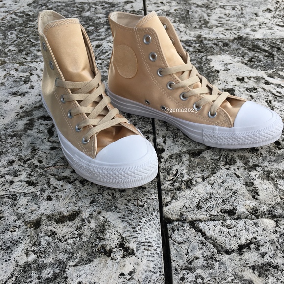 Converse Ctas HI Parchment Satin Gold Womens - Picture 3 of 6
